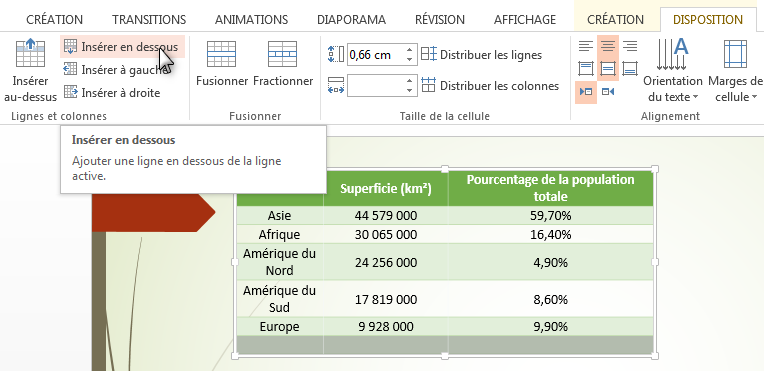 Insérer et formater un tableau